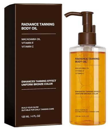 Self Tanning Oil, Organic Self Tanner for Face & Body, Coconut Oil, Nourishes Skin & Leaves A Luminous Fake Tan, Gold Tanning Oil 120ml