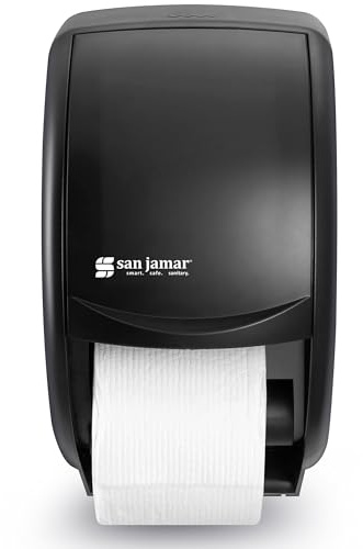 San Jamar Classic Plastic Tissue Dispenser, Toilet Paper Holder, Tissue Holder with Dependable Dispensing for Bathroom, Commercial, Office, Restaurants, Hospitals, Schools, 5.5 Inches, Black Pearl