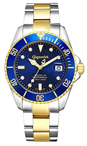 Gigandet Sea Ground Montre Plongée Homme Automatique Analogique Bleu Or G2-001