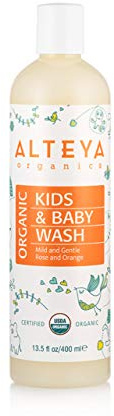 Alteya Bio Babywaschlotion und Shampoo 400ml – USDA Organic-zertifiziert Biologisch abbaubar Rein Natürlich Vegan Seife und Shampoo für Körper und Haare, Sanft und zart für besonders empfindliche Haut