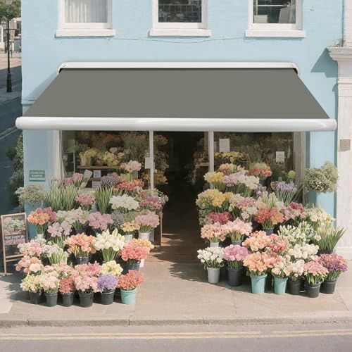 Green Bay 4x3M Electric Awning - Grey DIY Patio Awning Gazebo Canopy Complete with Fittings and Remote Control