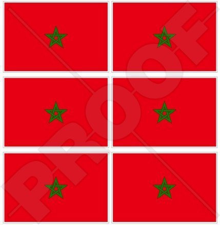MAROKKO Marokkanische Flagge Westafrika, Marokko Afrikanisch 40mm Mobile, Handy Vinyl Mini Aufkleber, Abziehbilder x6 Stickers