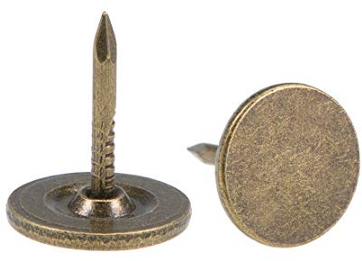 sourcing map 50 Stück Polsternägel Reißzwecken 11mm x 13mm golden Farbton | Flachkopfnägeln Pins