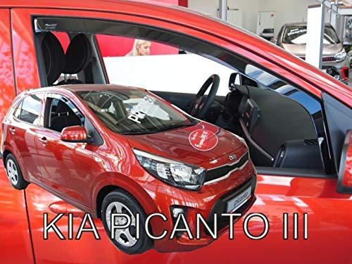 J&J AUTOMOTIVE Windabweiser passend für Kia Picanto 3 5-Türer ab 2017 2tlg, Heko Regenabweiser Vorne Getönt Dunkel Passform