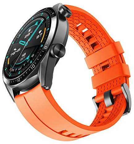 NotoCity Armband für Huawei Watch GT3/GT 3 Pro/GT2/GT2 Pro 46mm, 22mm Weiches Silikonarmband für Huawei Watch GT 2e/GT/GT Active(Orange)