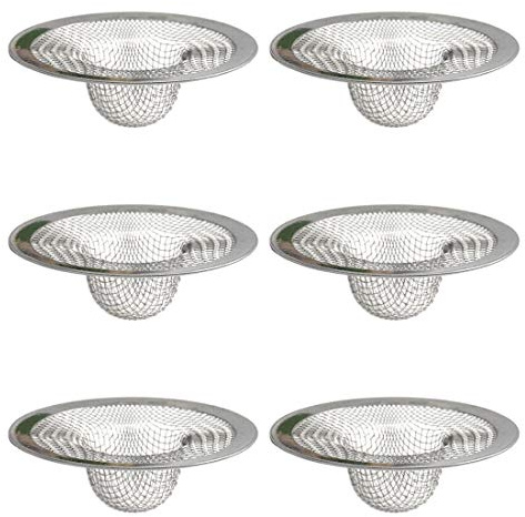 6 Stück Edelstahl-Abflusssieb, Spülbecken-Abflussfilter, Haarabflussfänger, Spülbeckensieb für Dusche, Steckloch, Haarfänger, Duschablaufabdeckung, Stopper für Badezimmer, Küche, Zubehör (7,5 x 3 cm)