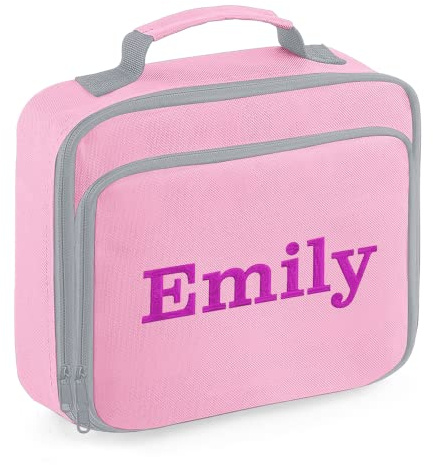 Varsany Lonchera térmica personalizada para niños y niñas, perfecta para la escuela, picnics, viajes (rosa - bordado)