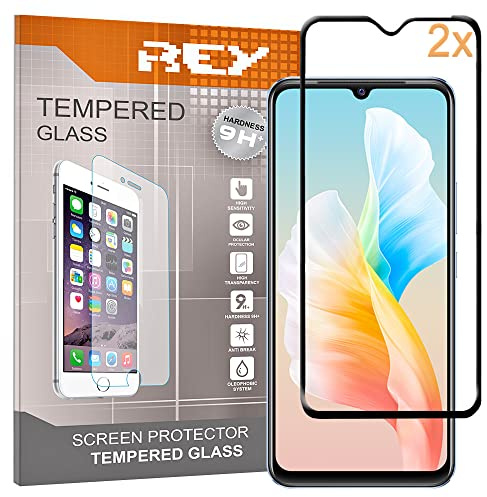REY Pack 2x 3D Screen Protector for VIVO V23e 5G, Black, Tempered Glass Film, Perfect protection for scratches, breaks, moisture, Full Protection, 3D, 4D, 5D