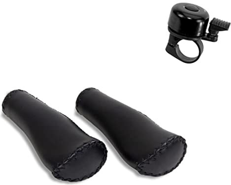 Selle Orient ergonomische Fahrradgriffe echtes Leder 135/135 mm schwarz inkl. 1 x Fahrradklingel