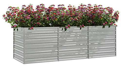 Canditree Lit Surélevé de Jardin Acier Galvanisé, Carré Potager Métallique Jardinière Bac à Plante pour Légumes Fleurs (240x80x77 cm)
