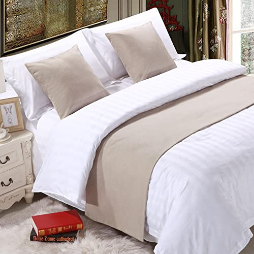 Camino de cama suave beige que no se desvanece, color liso, decoración del hogar, bufandas, para salón, dormitorio, hotel, 180 x 50 cm