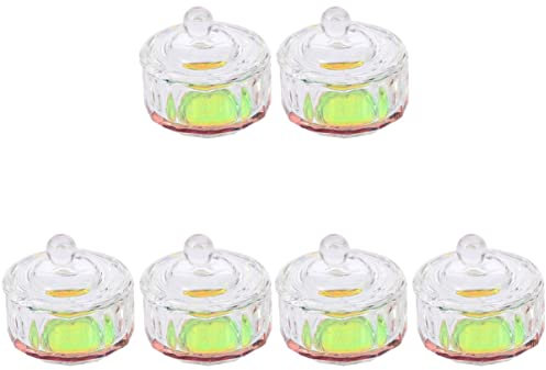minkissy 6piezas Copa De Cristal Para Uñas Tapa De Recipiente Dodecaédrico Para Mezclar Líquido Acrílico y Polvo Para Salones De Manicura y Uso Profesional