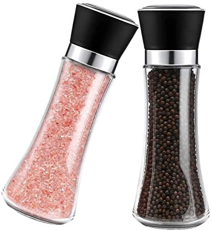 ZAEGO Pepper Mill Grinder 2pcs Salt And Pepper Grinders，Adjustable Coarseness Hand Grinder For Sea Salt, Chili, Sesame Salt Mill for Sea Salt