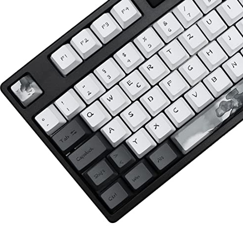 MOLGRIA Ink Lotus Custom Keycaps, 140 Set PBT OEM Profile Dye Sublimation Keycaps for German ANSI/ISO Layout Gaming Keyboard