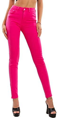 Toocool Vaqueros Mujer Pantalones Skinny Slim Elásticos Ajustados VI-8006, fucsia, M