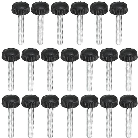 PATIKIL M5x30mm Vite a Testa Zigrinata, 20pz Manopola di Bloccaggio Tondo Serraggio Viti Manopole Bulloni Montaggio Elementi Fissaggio per Illuminazione Mobili Ferramenta Nero