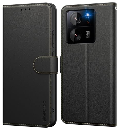 SineOrdo Handyhülle für Xiaomi 13T 5G & 13T Pro 5G Hülle,Schutzhülle Xiaomi Mi 13T 5G & 13T Pro 5G Klapphülle Leder Flip Case Stand Tasche Wallet Cover - Schwarz