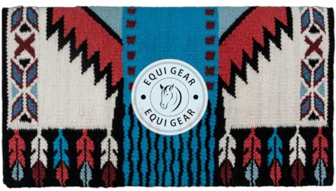 EQUIGEAR Western Ranch Horse Satteldecke aus neuseeländischer Wolle, Western-Design, handgefertigte Satteldecke, Wollpolster, Sensor Flex (Anpassung möglich), WQ77 (34x36)