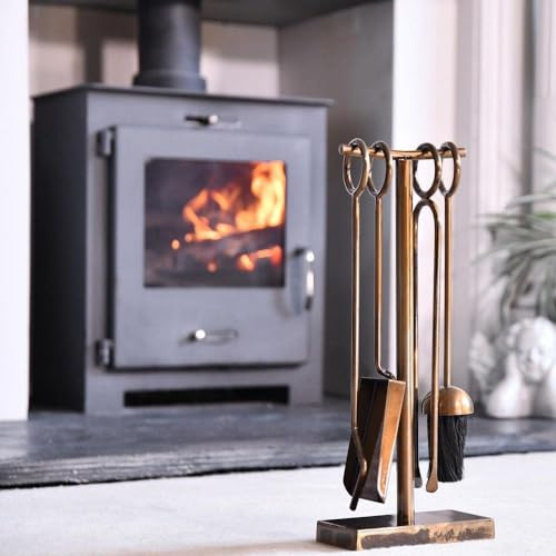 Middleton Antique Brass Fireplace Accessories Companion Set - Fireside Tools with Poker, Tongs, Brush - Elegant and Functional Fireside Companion Set for Home Decor