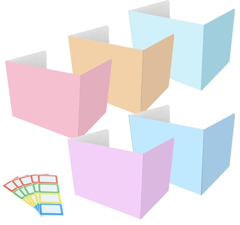 5Pcs Desk Privacy Divider Foldable Desk Divider Desk Partition, Office Screen Dividers, Table Privacy Panel, Classroom Privacy Shields with Label Stickers, for Home, School, Office, Polling Counter