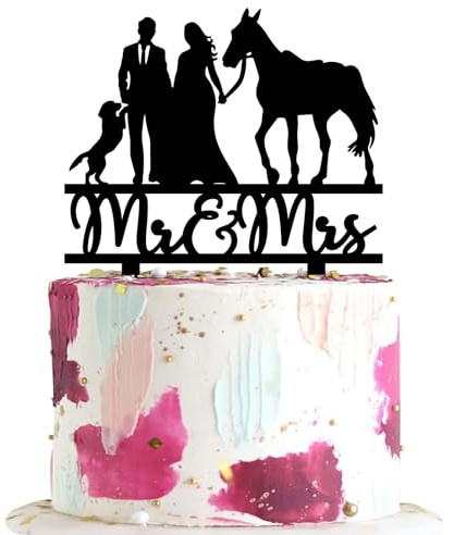 keonsatrz Horse Wedding Cake Topper - 1 Count, Multicolored/Mixed, 5.9W x 6.7H - Cowboy & Cowgirl, Farm/Southern Wedding/Anniversary/Bridal Shower