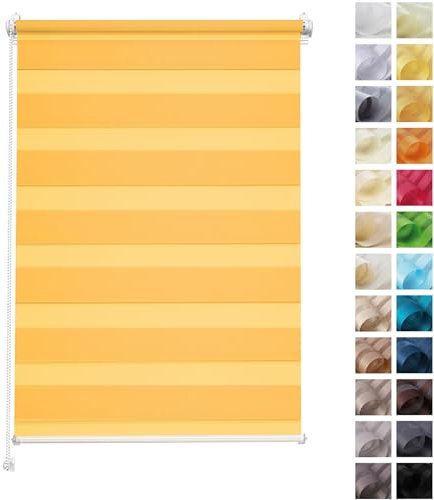 Rettika Doppelrollo Klemmfix ohne Bohren – Orange – Breite 90 cm, Höhe 150 cm – Duo Rollo für Innenräume, Sichtschutz Fensterrollo mit Lichtregulierung