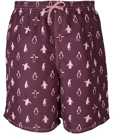 Kes-Vir Men's Penguin Board Eco-Shorts, with Built-in Waterproof Inner Briefs Incontinence Swimwear, Chlorine Resistant UVF 50+ Fabric