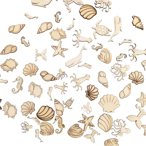 ALEGRE Animali marini Decorazioni sparse Decorazioni in legno Pesci Temi oceanici Decorazione da tavolo Dischi in legno per artigianato, Decorazione coriandoli Decorazione da tavolo di compleanno Cava