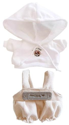 niannyyhouse Weißer Hoodie-Overall, 10 cm ~ 15 cm, 20 cm, Plüschpuppen-Outfit, Puppen-Zubehör, Verkleiden (Braun, 20 cm)