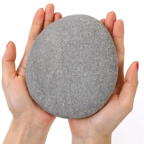 ROCART 6 Stück extra große 14-16,5 cm Flache Steine zum Bemalen, Glatte Flusssteine Malbedarf für Freundlichkeitssteine, Kunst und Handwerk, Dekoration