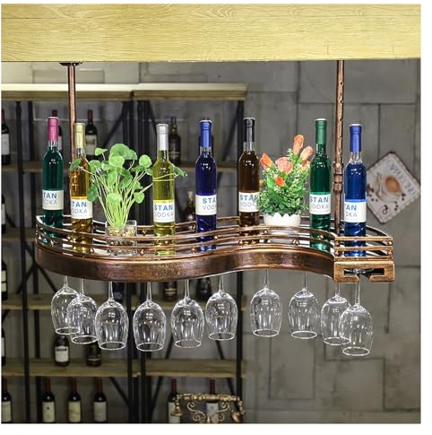 Casier À Vin Au Plafond,Casier À Bouteilles Suspendu,Porte-Bouteilles Mural Industriel,Range Bouteille,Porte-Verres À Champagne En Métal,Étagère De Rangement Pour Cuisine,Bar,Cave À Vin,Salle À Manger