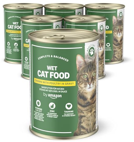 by Amazon Katzensfutter, nass, Dose, Stücke mit Geflügel in Sauce, 6 x 415 g