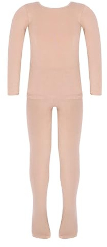 Miutii Set de ropa interior térmica para niños y niñas, camiseta de manga larga con top + mallas leggings con/sin forro polar, ropa interior térmica para ballet y danza, 122-128