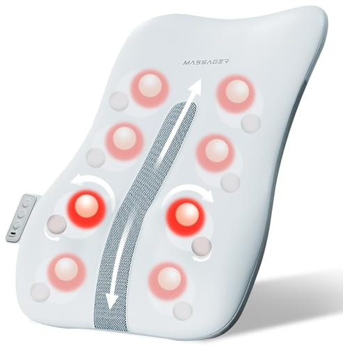 Cordless Back Massager with Heat, Adjustable Kneading Massage Chair Pad, 3D Kneading Electric Massage Pillow for Neck Shouler Full Back, Portable Massager Cushion for Her and Him