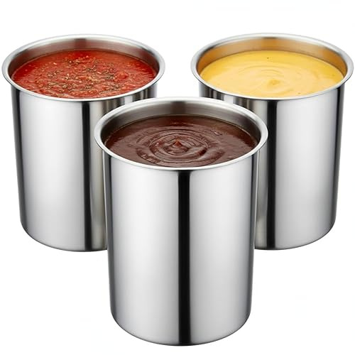 Bain Marie Topf aus Edelstahl, 2 l, 16,5 x 11,4 cm, robuster Topf für warme und kalte Speisen, Saucen, Suppen oder Küchenutensilien, 3 Stück, 3 Stück