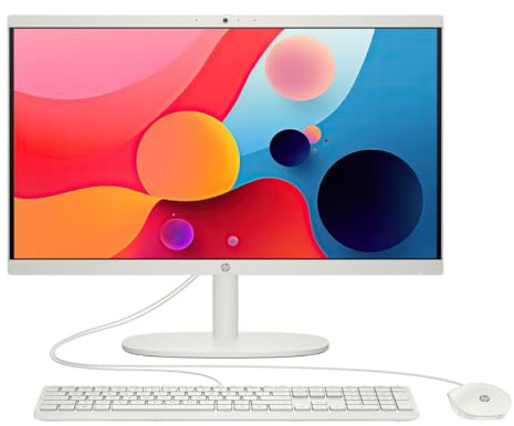 HP 22-dg0000 All-in-One Desktop, 4 Core Intel Pentium Silver J5040, Intel UHD Graphics 600, 8GB DDR4, 128GB M.2 SSD, 21.45 FHD IPS Display, Wi-Fi, RJ-45, HDMI, Windows 11 H, Cashmere White (Renewed)