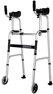 VDLLQYN, Stand-Up-Gehhilfen mit Armstütze, 101–116 cm, höhenverstellbar, Aluminium-Räder, Komfort-Reisestuhl, Weiß,Gehhilfen