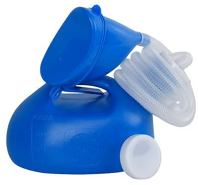 SXTYYH Urinal for Män, 2000 Ml Urinflaskor Med Spillskydd Användning Nattetid Urinflaska for Kvinnor Bärbar Unisex Urinaler Långt Rör Med Lock Urinella for Körning Nödfall Urinering(Blue)