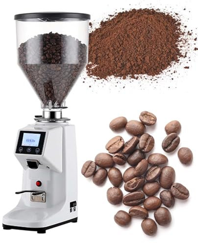 Moulin à Café à Meules Coniques Pour Usage Domestique, Moulin à Café Expresso éLectrique, Broyeur à Meules RéGlables Avec 19 RéGlages PréCis, Appareil Professionnel Et Domestique,White-500G
