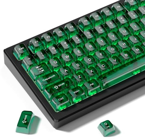dagaladoo Clear Dark Green Keycaps 60 75 100 Gelatine Custom MDA Profile for Mechanical Keyboard with MX Switches