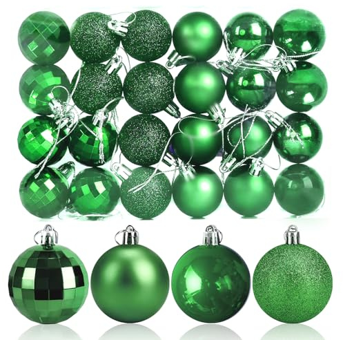 24 Stück Weihnachtskugeln 4cm Weihnachtsbaum Grün, Christbaumkugeln Kunststoff Bruchsicher Bruchsicher Weihnachtsbaumkugeln Christbaumschmuck Christbaumkugeln für Festival Dekorationen
