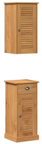 vidaXL Mobile da Bagno VIGO 2 pz Marrone e Marrone Miele