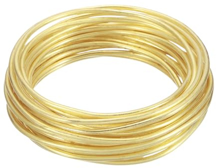 QUARKZMAN 7,6 Meter Lång H65 Mässing Hantverksledning 3mm Diameter, 8 Gauge Metall Smycketråd Guld Mässingtråd för Halsband Armband Ring Smyckestillverkning Hantverk Dekoration