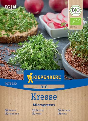 Kiepenkerl BIO Microgreen-Saat Kressesamen 1075950, Kräutersaat | Scharf-würzige Sprossen, für Salate & Brotbelag, aromatisch