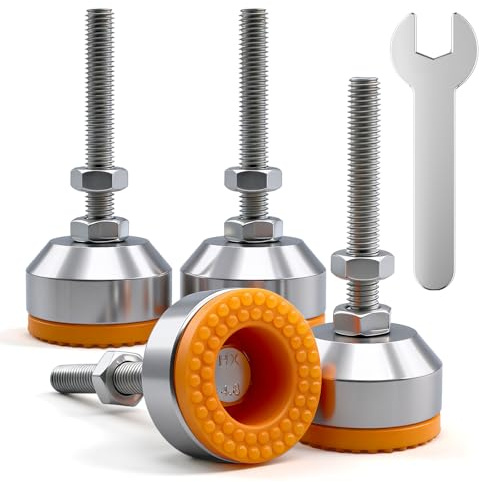 ZHIYUQL® 4 STK Verstellbare Möbelfüße M8, Maschinenfüße M8 × 50MM × Ø40MM | Stellfüße Höhenverstellbar Möbelfüße, Kohlenstoffstahl Nivellierfüße Schwerlast Maschinenfuß für Maschine Tisch Möbel Fuß