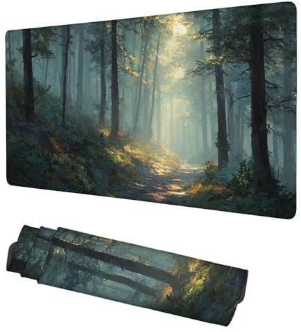 Alfombrilla Ratón Paisaje Mouse Pad 900x400x3mm Alfombrilla Gaming Bosque Desk Mat, Protector Escritorio, Accesorios Gaming, Mejora Precisión y Velocidad, para PC Gamer, Portátil, Oficina, f-73
