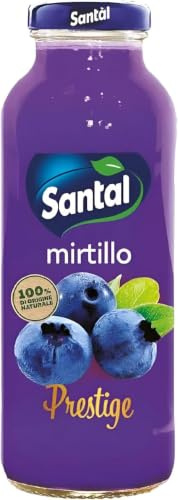 Santal Prestige Succo di Frutta Mirtillo Confezione da 12 Bottiglie da 250 ml 100% di Origine Naturale