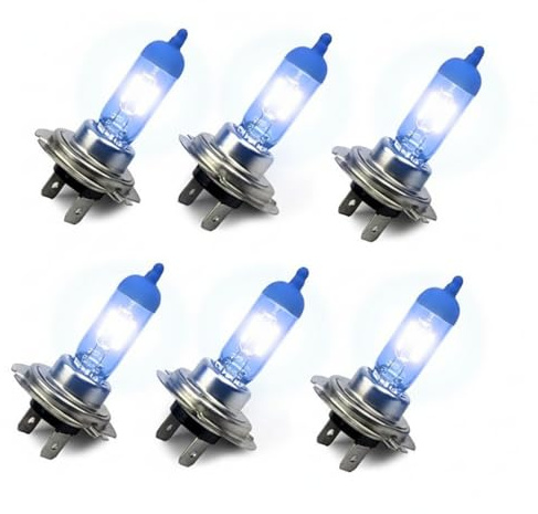 Satz- 6x Stück H7 55W PX26D 12Volt UV-Kristallglas mit GAS - XENON OPTIK Halogen Lampen Long Life Birnen Super White