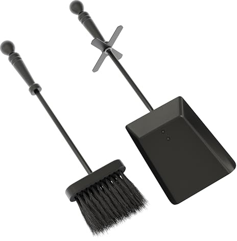 Fire Vida Hearth Shovel and Brush Set, Metal, Black
