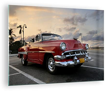 ARTTOR Vidrios decorativos Coche Cuba Cielo Cuadro Sobre Vidrio Moderno 70x50cm Decoracion Salon Dormitorio Cocina Cuadros Pared Impresiones Impresión en Cristal Wall Art Prints Decor GAA70x50-0186